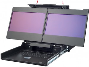Double Ecran Clavier industriel rackable HD 2U double ecran 17 et 19 pouces